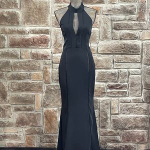 NWT- Aqua Black ladder detail keyhole long dress